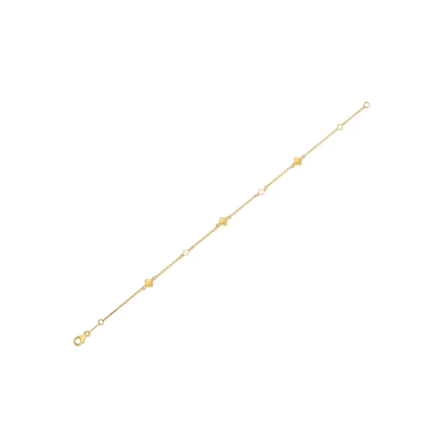 14k Yellow Gold Pearl Clover Bracelet RCJ Bracelets  CELESTIA LUXE JEWELLERS