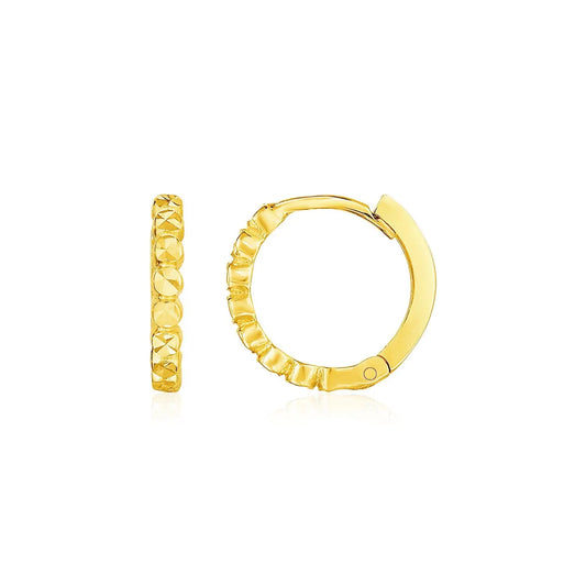14k Yellow Gold Petite Textured Round Hoop Earrings RCJ Earrings  CELESTIA LUXE JEWELLERS