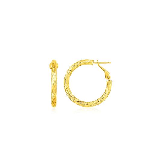 14k Yellow Gold Petite Twisted Round Hoop Earrings(3x10mm) RCJ Earrings  CELESTIA LUXE JEWELLERS