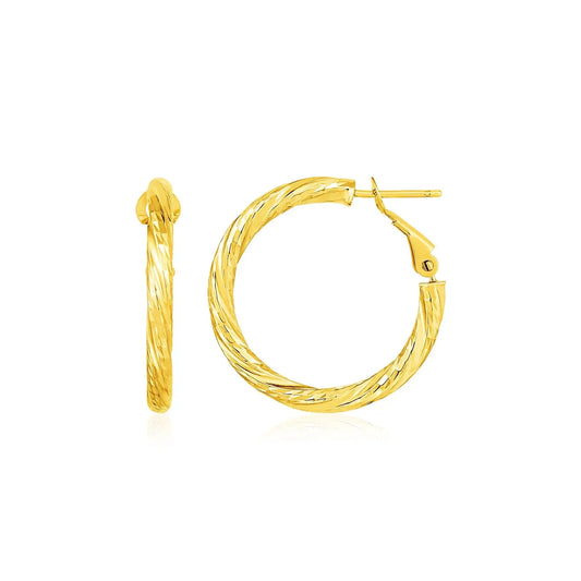 14k Yellow Gold Petite Twisted Round Hoop Earrings(3x15mm) RCJ Earrings  CELESTIA LUXE JEWELLERS