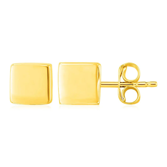 14k Yellow Gold Polished Cube Post Earrings RCJ Earrings  CELESTIA LUXE JEWELLERS
