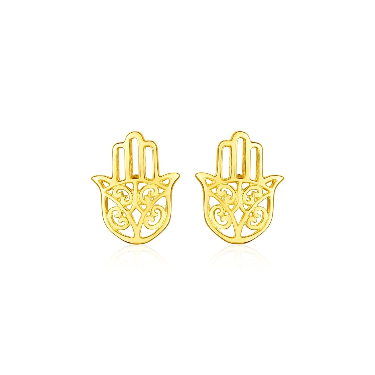 14k Yellow Gold Polished Hand of Hamsa Post Earrings RCJ Earrings  CELESTIA LUXE JEWELLERS