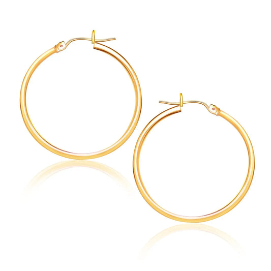 14k Yellow Gold Polished Hoop Earrings (1.5x25mm) RCJ Earrings  CELESTIA LUXE JEWELLERS