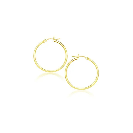 14k Yellow Gold Polished Hoop Earrings (2x20mm) RCJ Earrings  CELESTIA LUXE JEWELLERS