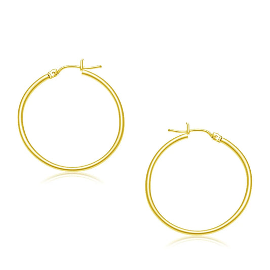 14k Yellow Gold Polished Hoop Earrings (2x30mm) RCJ Earrings  CELESTIA LUXE JEWELLERS