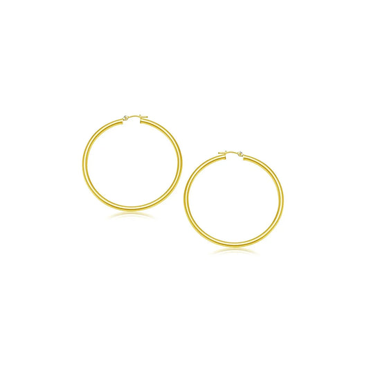 14k Yellow Gold Polished Hoop Earrings (3x15mm) RCJ Earrings  CELESTIA LUXE JEWELLERS
