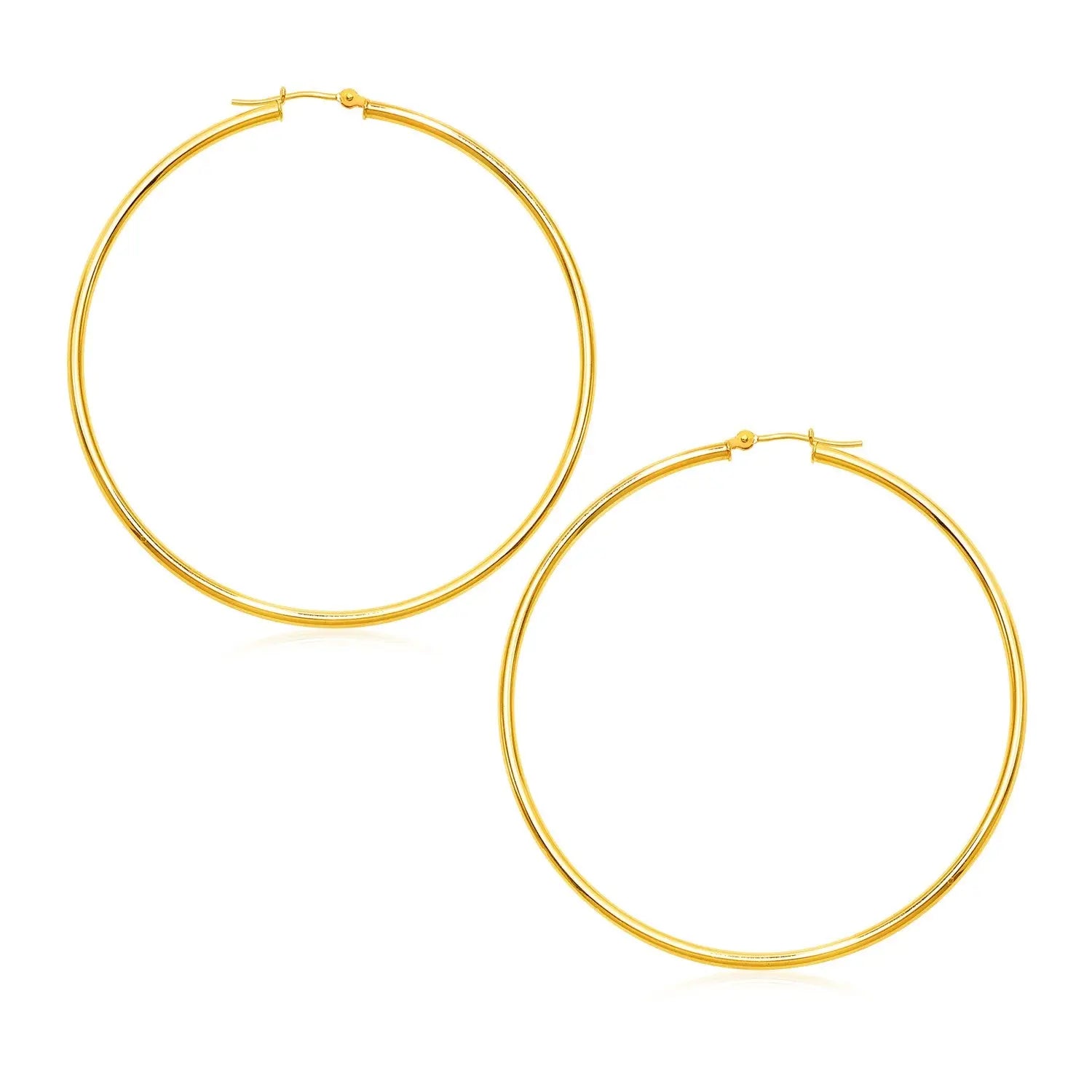 14k Yellow Gold Polished Large Round Hoop Earrings(2x60mm) RCJ Earrings  CELESTIA LUXE JEWELLERS