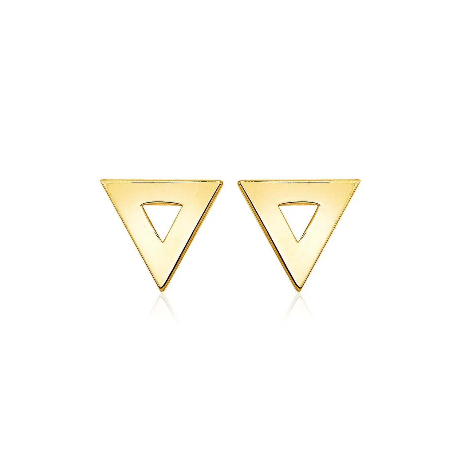 14k Yellow Gold Polished Open Triangle Post Earrings RCJ Earrings  CELESTIA LUXE JEWELLERS