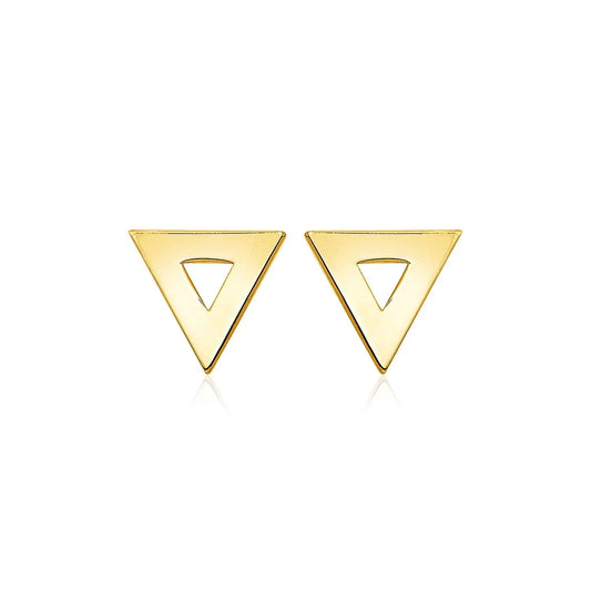 14k Yellow Gold Polished Open Triangle Post Earrings RCJ Earrings  CELESTIA LUXE JEWELLERS