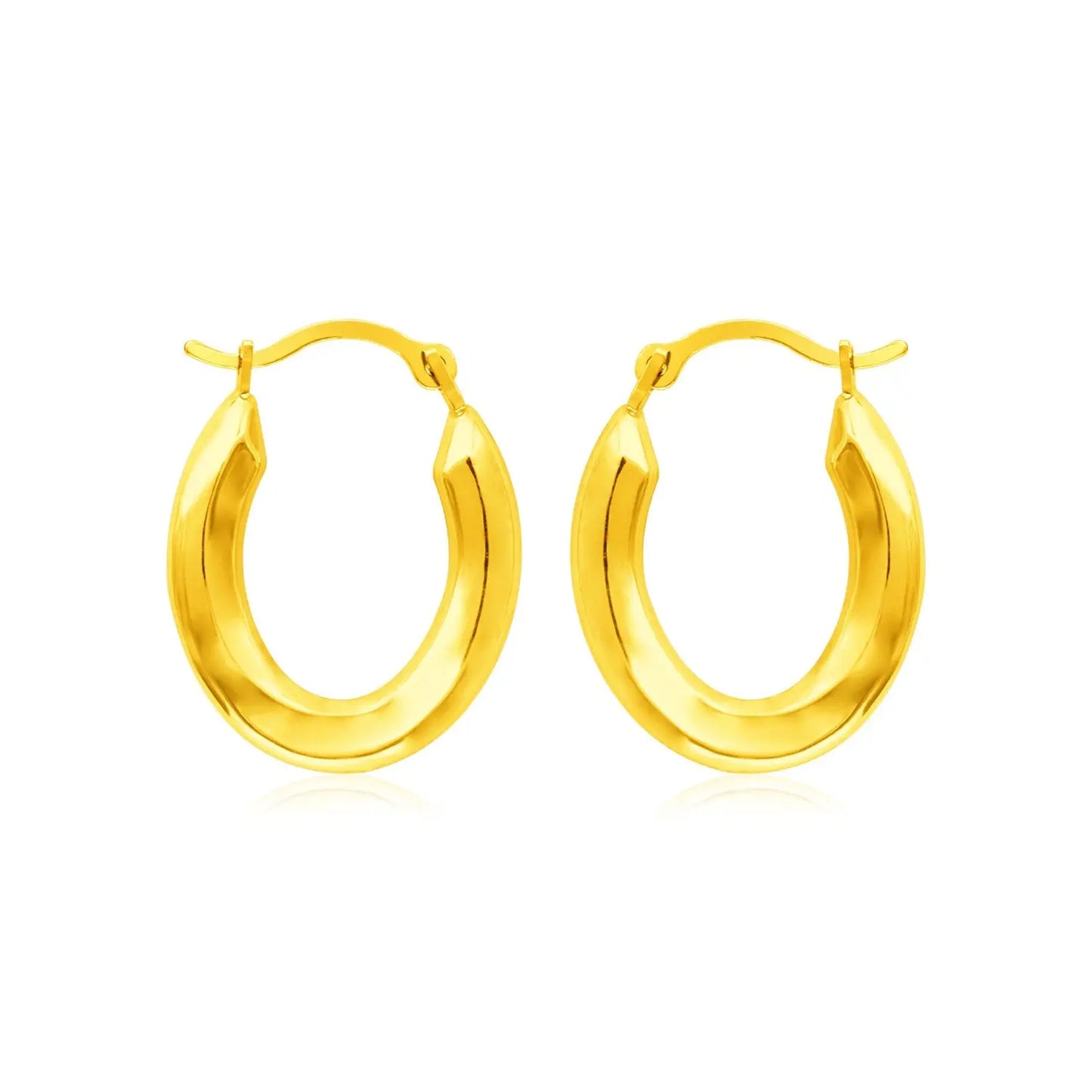 14k Yellow Gold Polished Oval Hoop Earrings RCJ Earrings  CELESTIA LUXE JEWELLERS