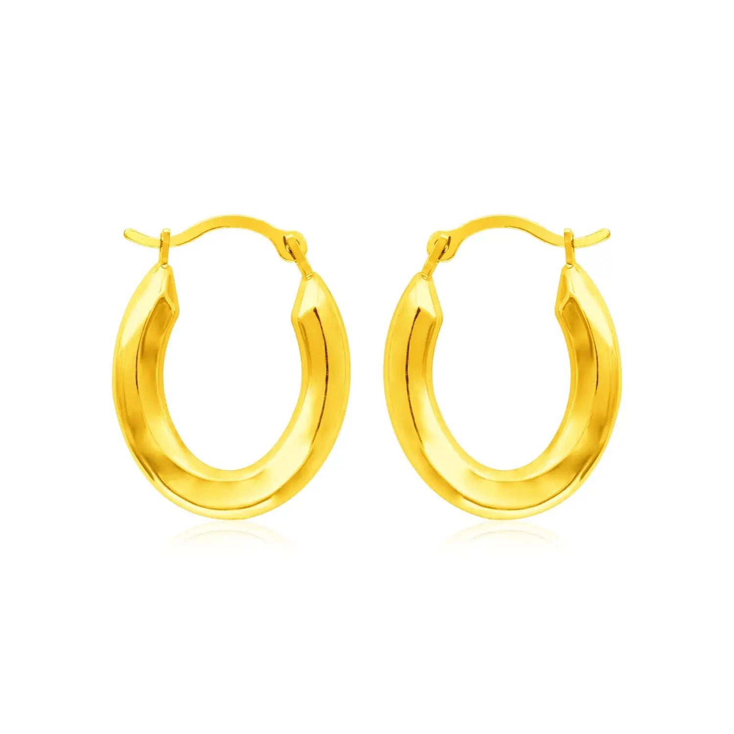 14k Yellow Gold Polished Oval Hoop Earrings RCJ Earrings  CELESTIA LUXE JEWELLERS