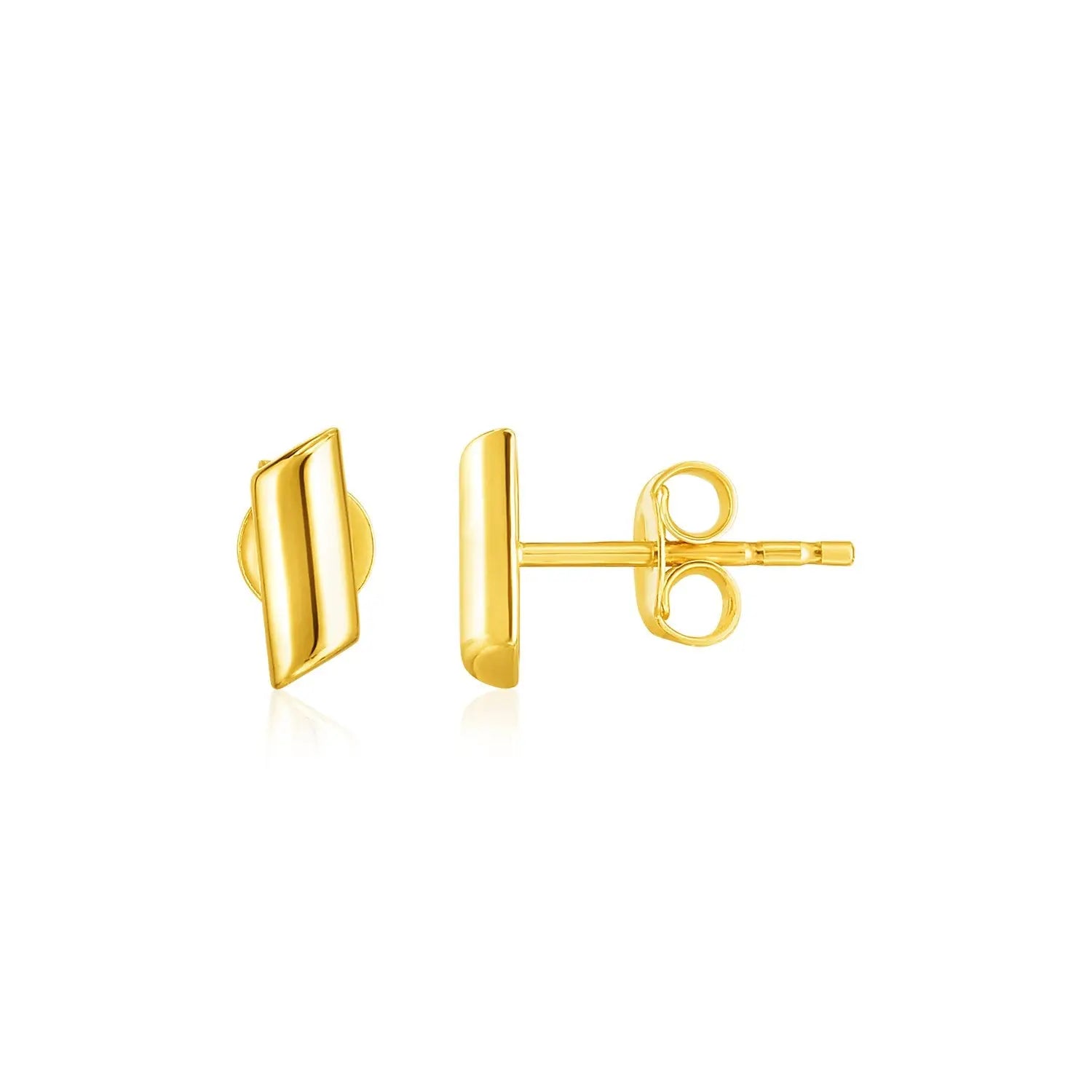14k Yellow Gold Polished Rectangular Post Earrings RCJ Earrings  CELESTIA LUXE JEWELLERS