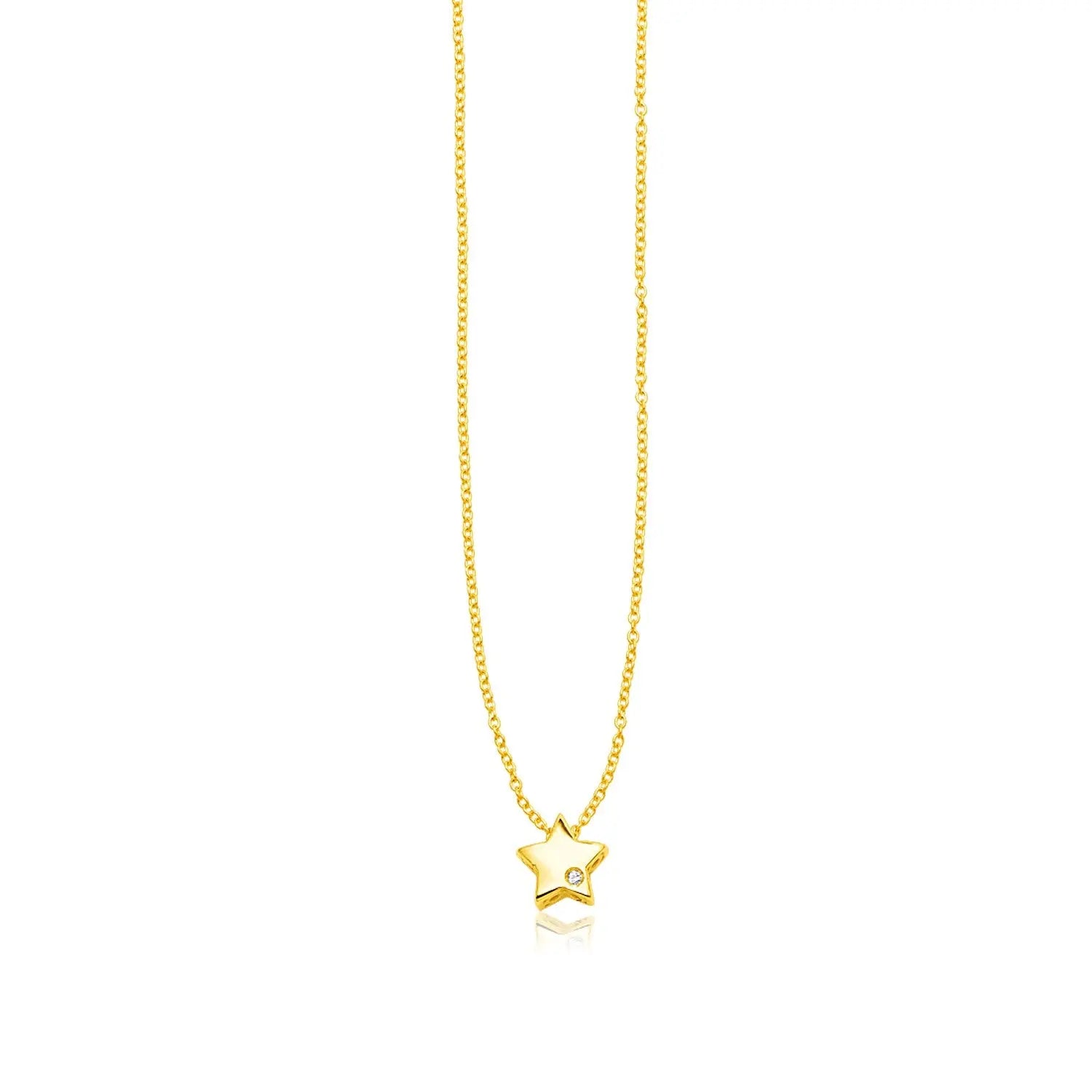 14k Yellow Gold Polished Star Necklace with Diamond RCJ Necklaces  CELESTIA LUXE JEWELLERS
