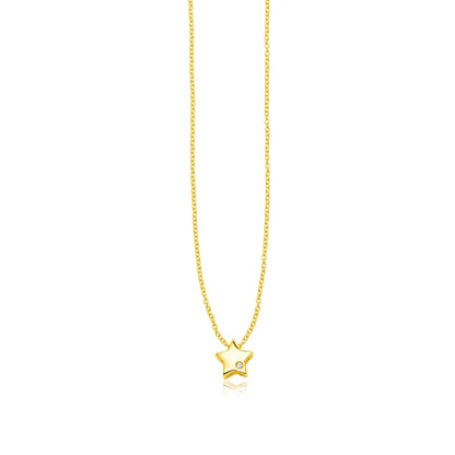 14k Yellow Gold Polished Star Necklace with Diamond RCJ Necklaces  CELESTIA LUXE JEWELLERS