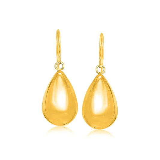 14k Yellow Gold Polished Teardrop Motif Drop Earrings RCJ Earrings  CELESTIA LUXE JEWELLERS
