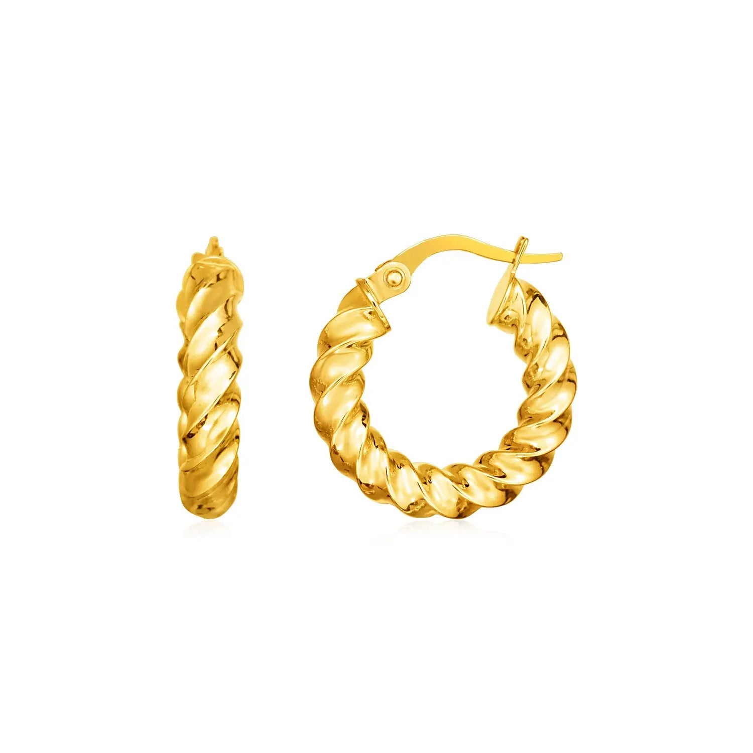 14k Yellow Gold Polished Twisted Hoop Earrings(3x11mm) RCJ Earrings  CELESTIA LUXE JEWELLERS