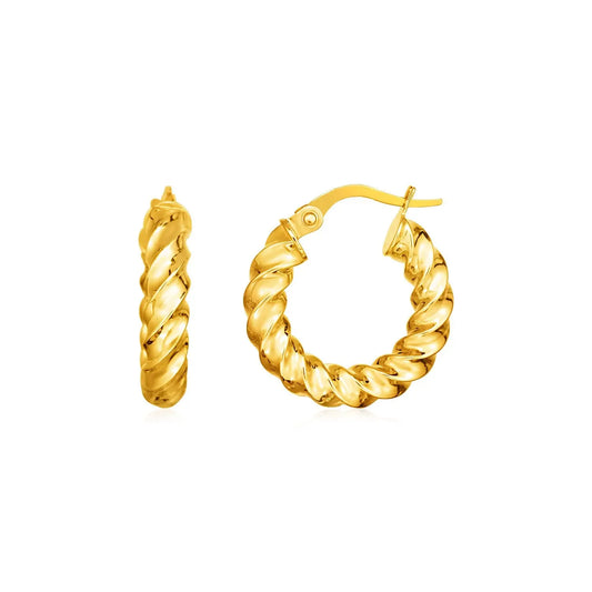 14k Yellow Gold Polished Twisted Hoop Earrings(3x11mm) RCJ Earrings  CELESTIA LUXE JEWELLERS