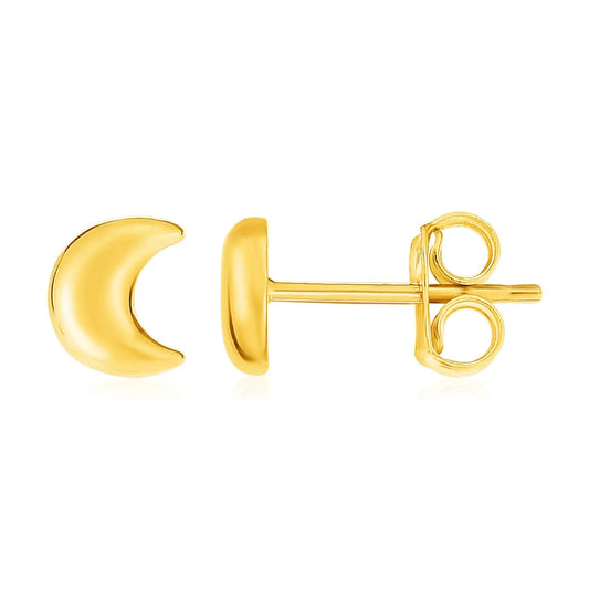 14k Yellow Gold Post Earrings with Moons RCJ Earrings  CELESTIA LUXE JEWELLERS