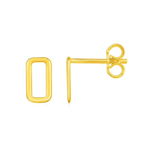 14k Yellow Gold Post Earrings with Open Rectangles RCJ Earrings  CELESTIA LUXE JEWELLERS
