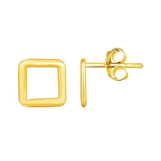 14k Yellow Gold Post Earrings with Open Squares RCJ Earrings  CELESTIA LUXE JEWELLERS