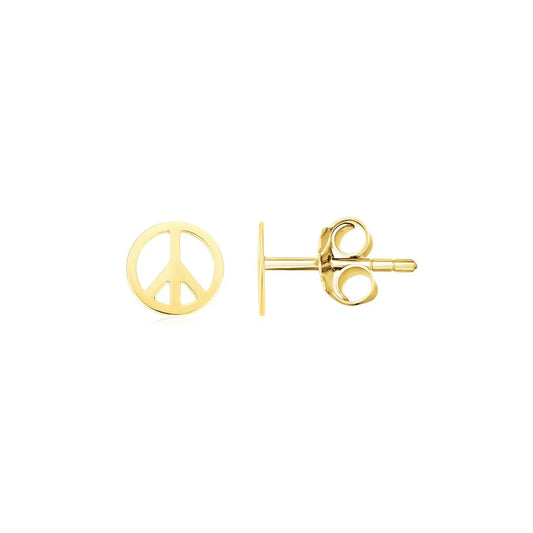 14k Yellow Gold Post Earrings with Peace Signs(6.9mm) RCJ Earrings  CELESTIA LUXE JEWELLERS