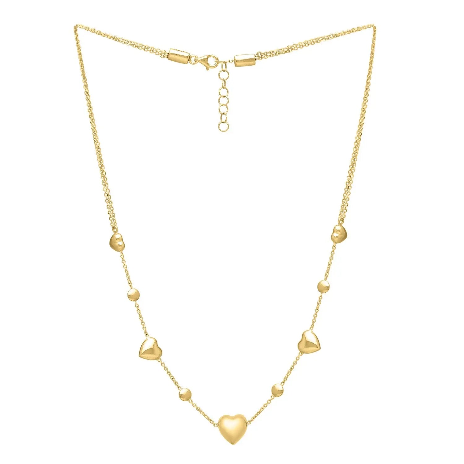 14k Yellow Gold Puff Heart Adjustable Necklace RCJ Necklaces  CELESTIA LUXE JEWELLERS