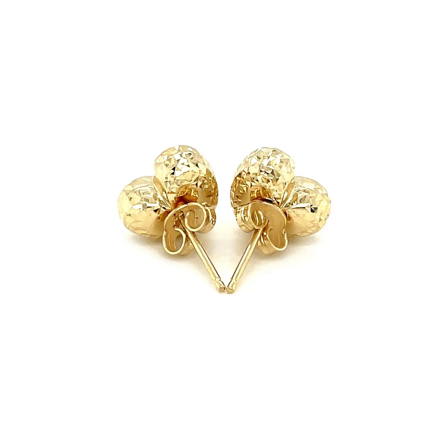 14k Yellow Gold Puffed Heart Earrings with Diamond Cuts RCJ Earrings  CELESTIA LUXE JEWELLERS