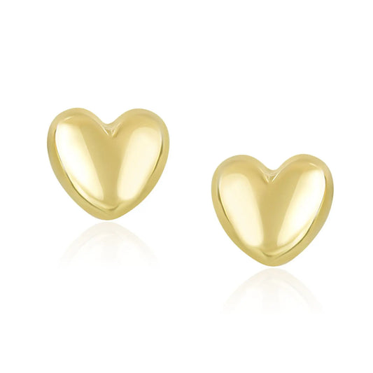 14k Yellow Gold Puffed Heart Shape Shiny Earrings RCJ Earrings  CELESTIA LUXE JEWELLERS