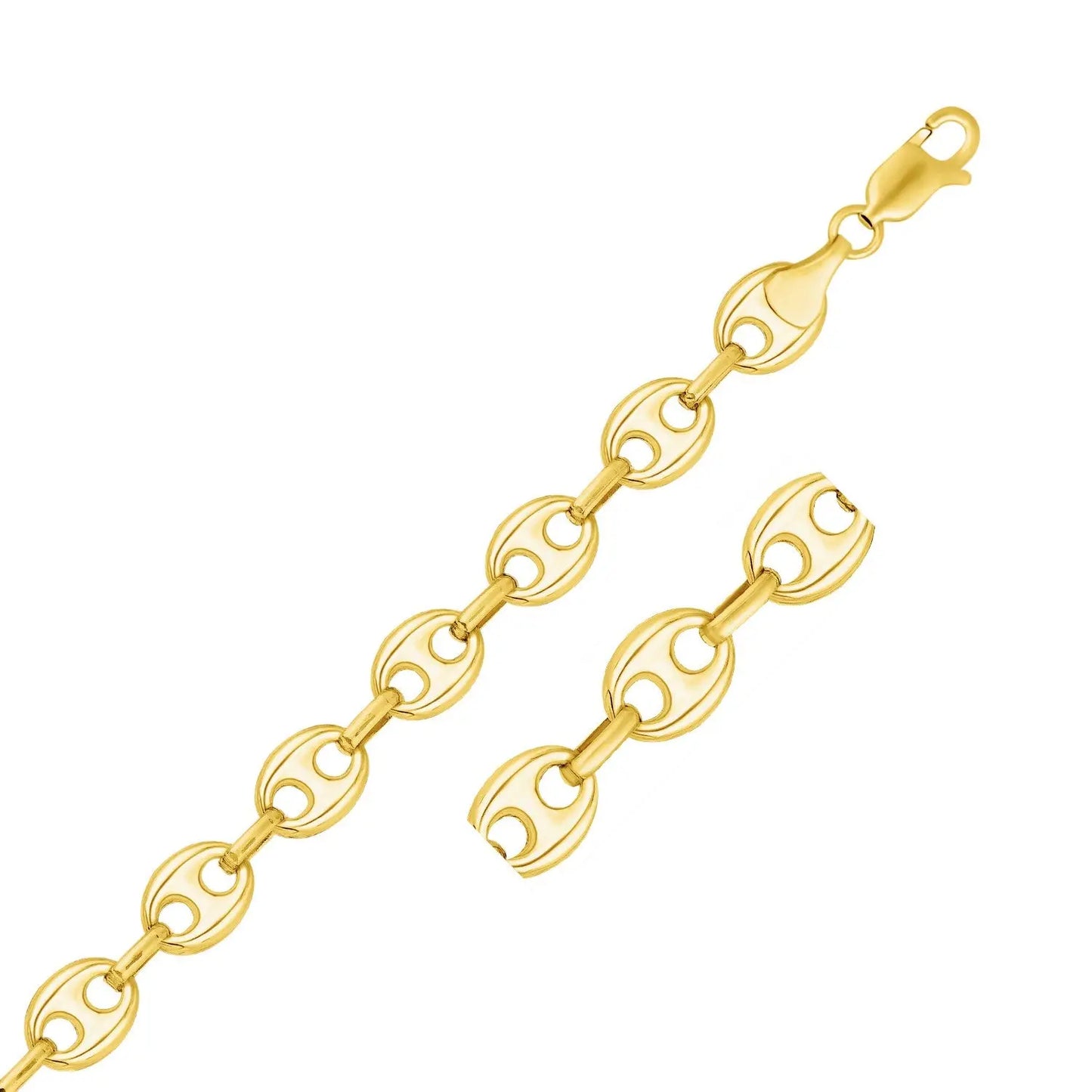 14k Yellow Gold Puffed Mariner Link Bracelet (11.00 mm) RCJ Bracelets  CELESTIA LUXE JEWELLERS