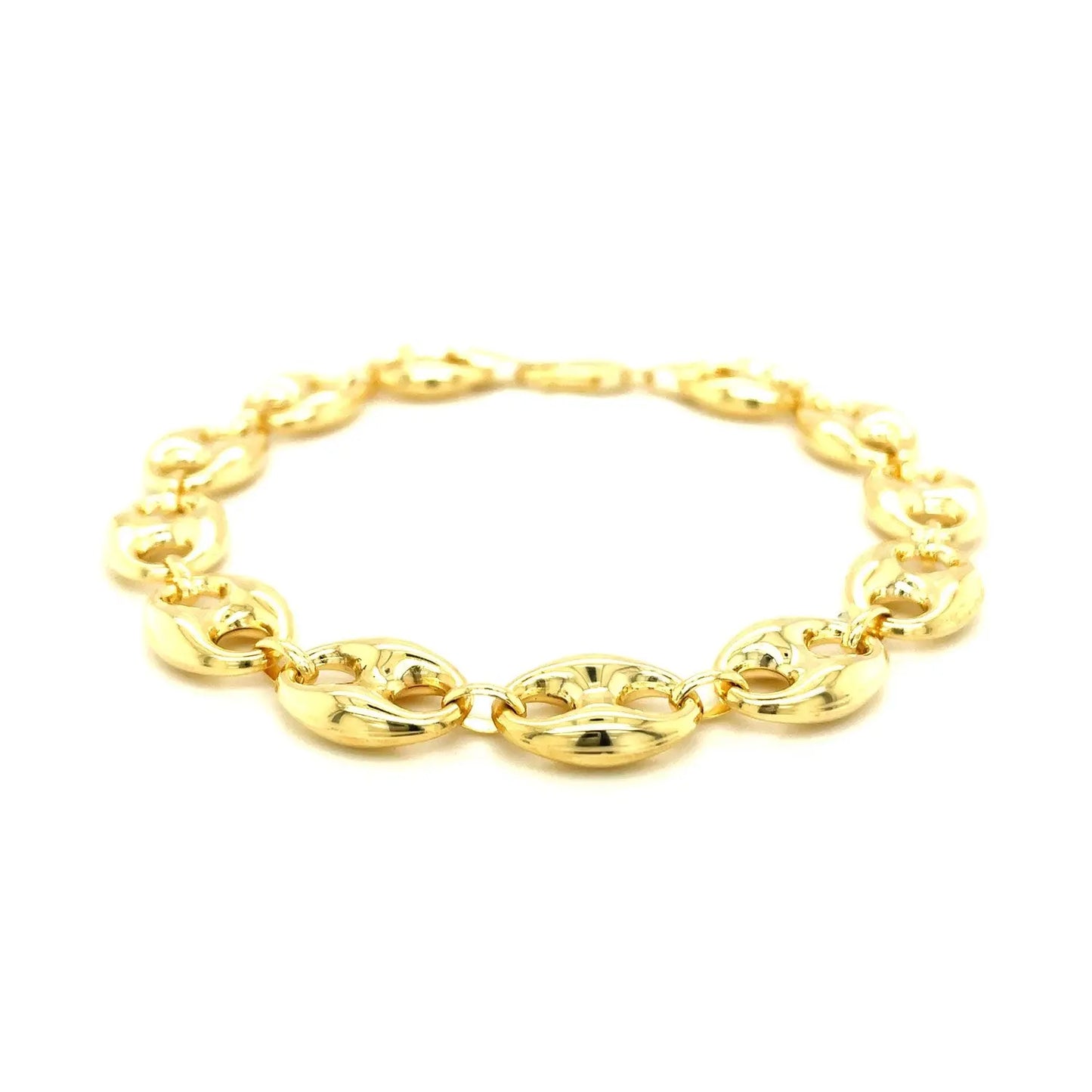 14k Yellow Gold Puffed Mariner Link Bracelet (11.00 mm) RCJ Bracelets  CELESTIA LUXE JEWELLERS