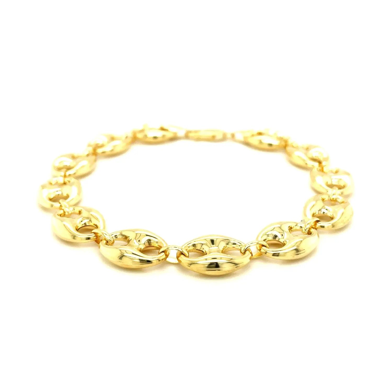 14k Yellow Gold Puffed Mariner Link Bracelet (11.00 mm) RCJ Bracelets  CELESTIA LUXE JEWELLERS