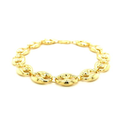 14k Yellow Gold Puffed Mariner Link Bracelet (11.00 mm) RCJ Bracelets  CELESTIA LUXE JEWELLERS