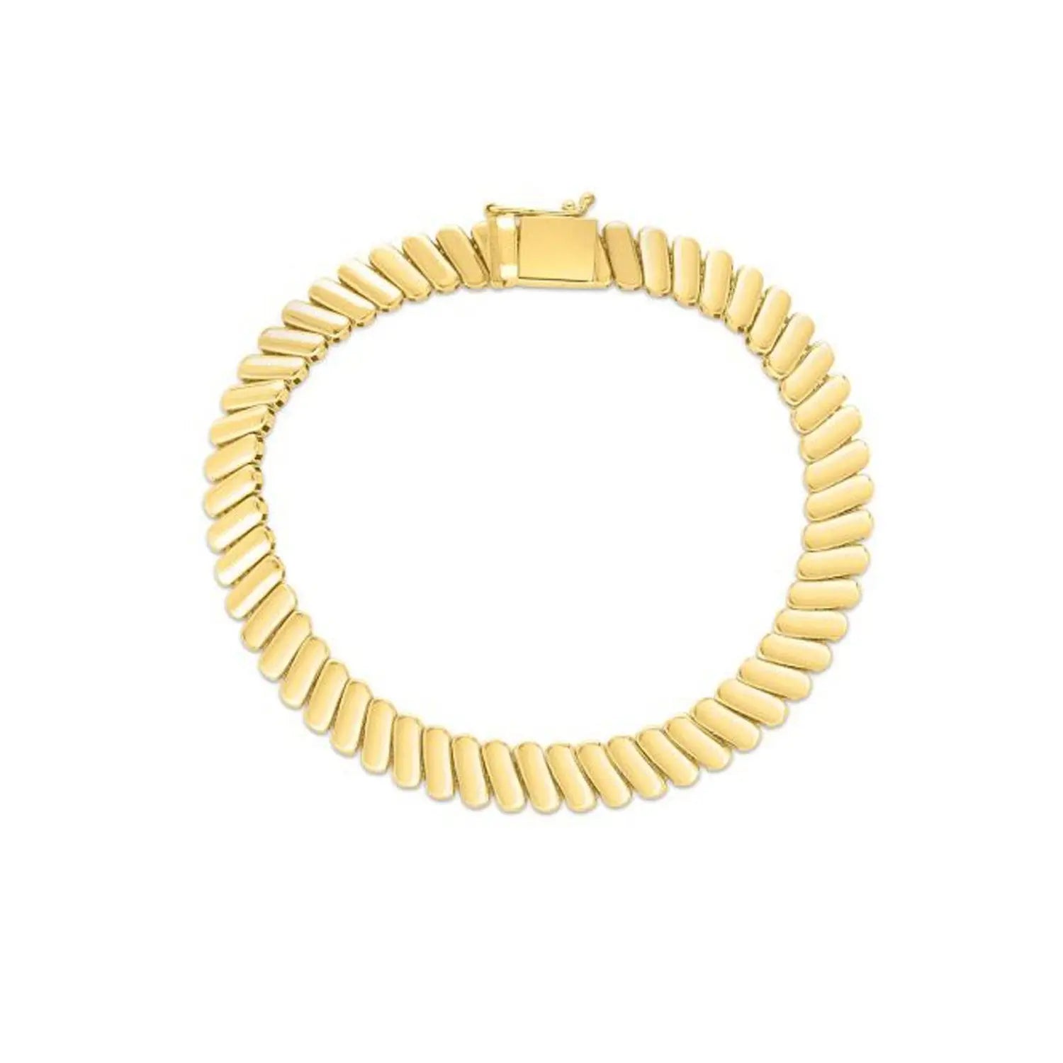14k Yellow Gold Rib Link Bracelet (7.00 mm) RCJ Bracelets  CELESTIA LUXE JEWELLERS