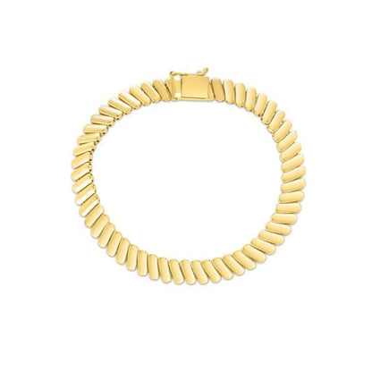 14k Yellow Gold Rib Link Bracelet (7.00 mm) RCJ Bracelets  CELESTIA LUXE JEWELLERS