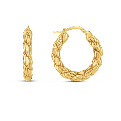 14k Yellow Gold Rope Hoop Earrings RCJ Earrings  CELESTIA LUXE JEWELLERS