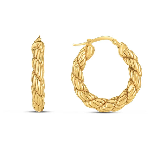 14k Yellow Gold Rope Hoop Earrings RCJ Earrings  CELESTIA LUXE JEWELLERS