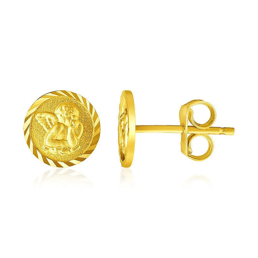 14k Yellow Gold Round Angel Post Earrings(8mm) RCJ Earrings  CELESTIA LUXE JEWELLERS