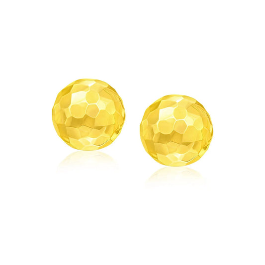 14k Yellow Gold Round Faceted Style Stud Earrings(7mm) RCJ Earrings  CELESTIA LUXE JEWELLERS