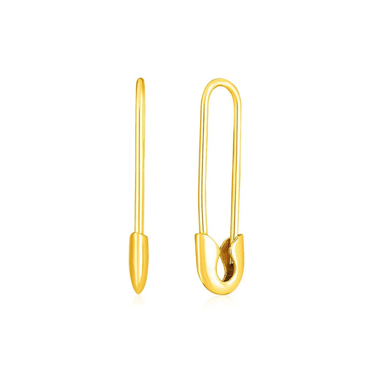 14k Yellow Gold Safety Pin Earrings RCJ Earrings  CELESTIA LUXE JEWELLERS