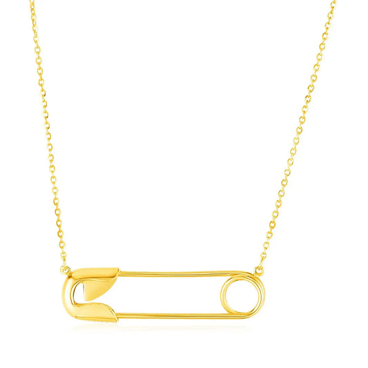 14k Yellow Gold Safety Pin Necklace RCJ Necklaces  CELESTIA LUXE JEWELLERS