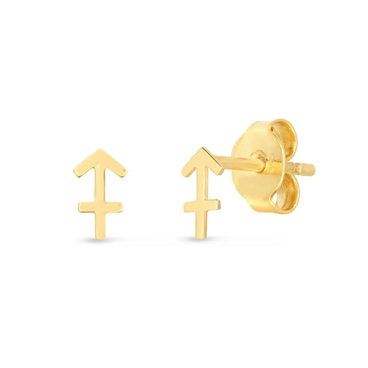 14k Yellow Gold Sagittarius Stud Earrings RCJ Earrings  CELESTIA LUXE JEWELLERS