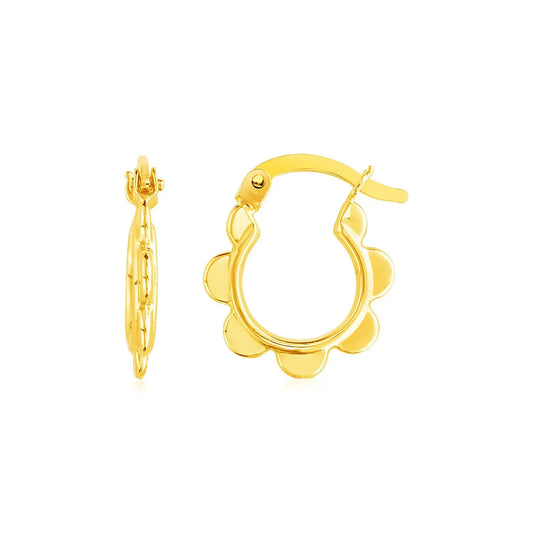 14k Yellow Gold Scalloped Hoop Earrings RCJ Earrings  CELESTIA LUXE JEWELLERS