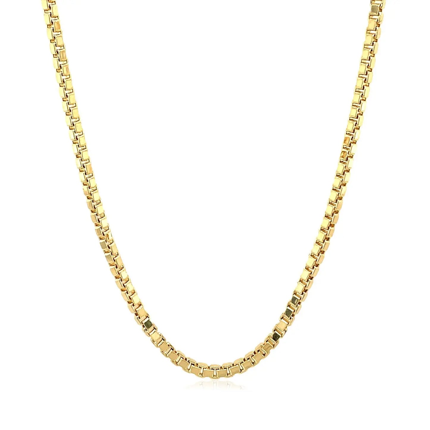 14k Yellow Gold Semi Solid Box Chain (2.10 mm) RCJ Chains  CELESTIA LUXE JEWELLERS