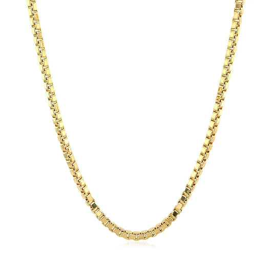 14k Yellow Gold Semi Solid Box Chain (2.10 mm) RCJ Chains  CELESTIA LUXE JEWELLERS