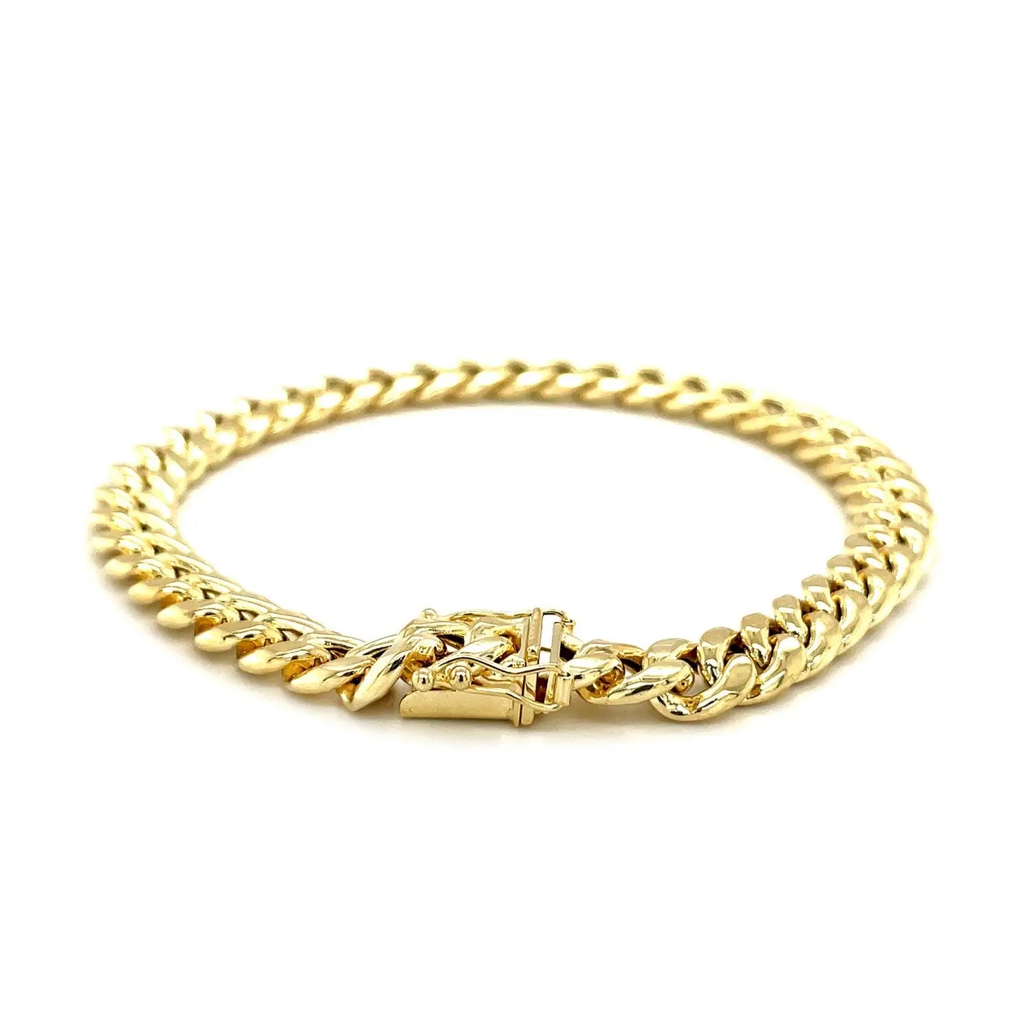 14k Yellow Gold Semi Solid Miami Cuban Bracelet (7.20 mm) RCJ Bracelets  CELESTIA LUXE JEWELLERS