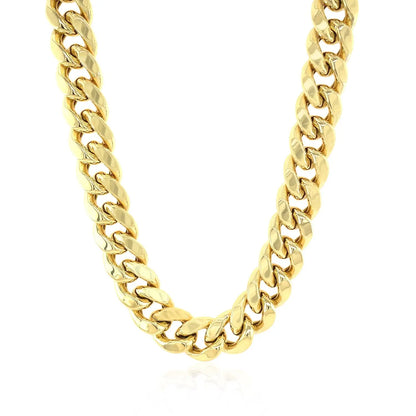 14k Yellow Gold Semi Solid Miami Cuban Chain (10.70 mm) RCJ Chains  CELESTIA LUXE JEWELLERS