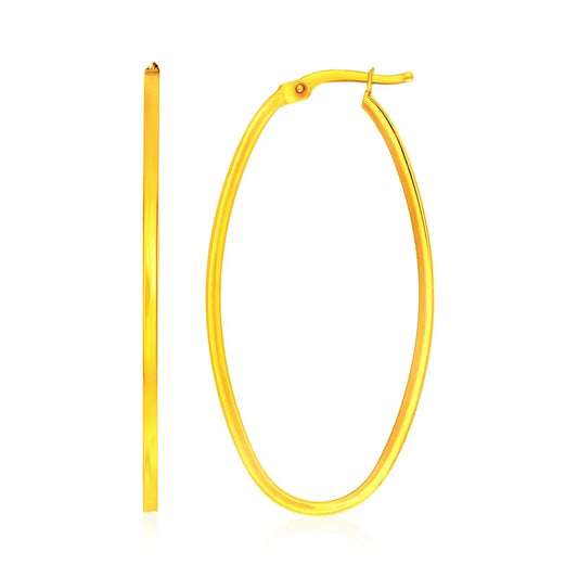 14k Yellow Gold Slim Oval Shape Hoop Earrings RCJ Earrings  CELESTIA LUXE JEWELLERS