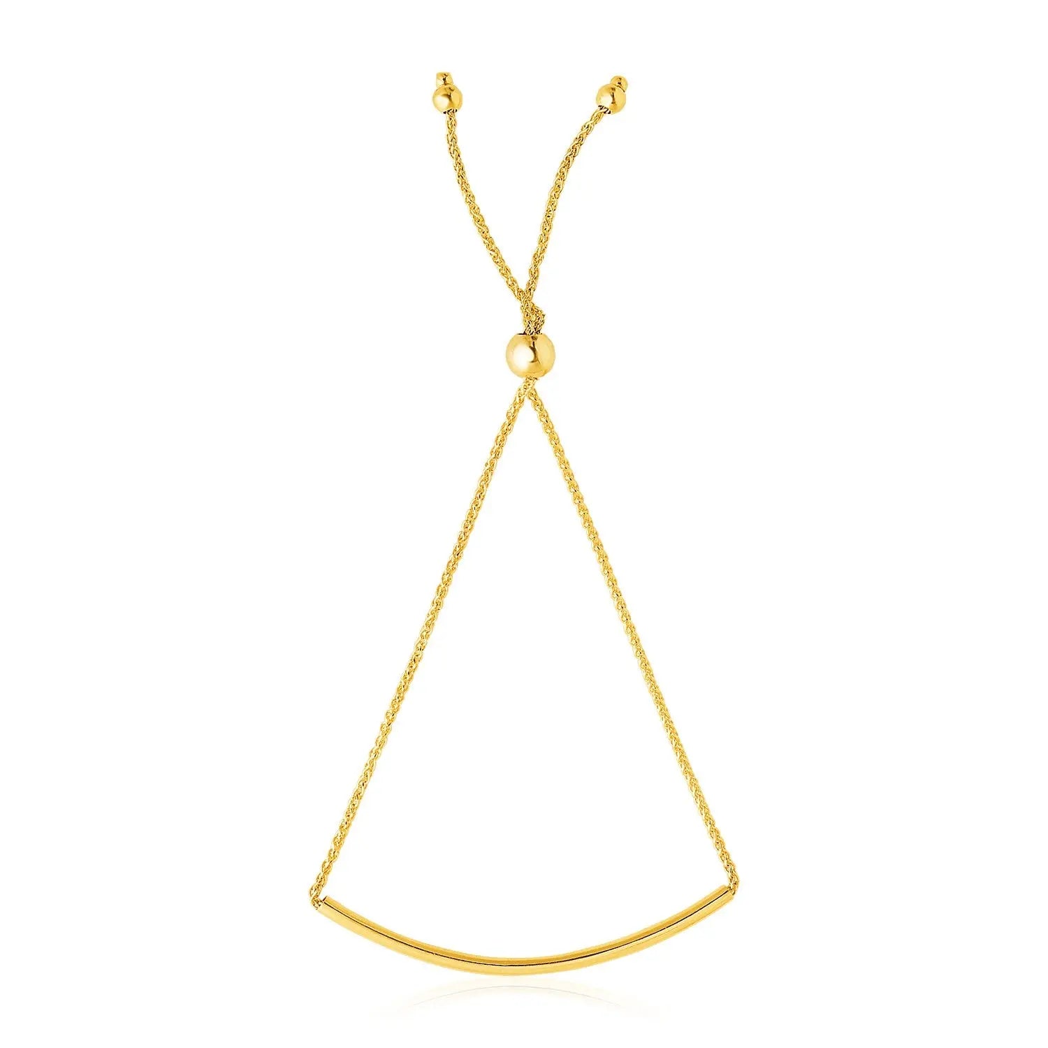 14k Yellow Gold Smooth Curved Bar Lariat Design Bracelet (0.80 mm) RCJ Bracelets  CELESTIA LUXE JEWELLERS