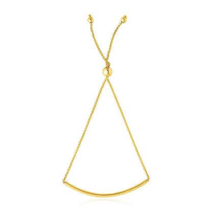 14k Yellow Gold Smooth Curved Bar Lariat Design Bracelet (0.80 mm) RCJ Bracelets  CELESTIA LUXE JEWELLERS