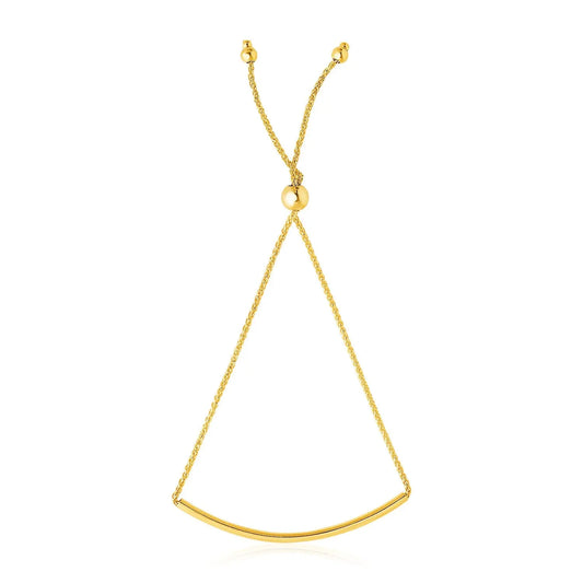 14k Yellow Gold Smooth Curved Bar Lariat Design Bracelet (0.80 mm) RCJ Bracelets  CELESTIA LUXE JEWELLERS